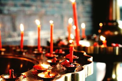 Close-up of burning candle