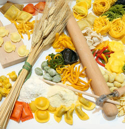 High angle view of food on table