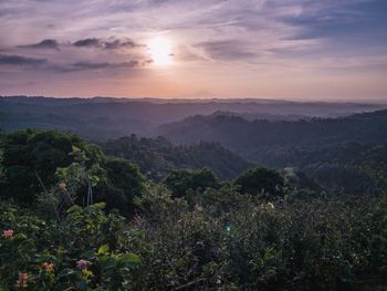 Scenic view of landscape against sky during sunset