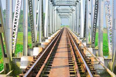 Railroad tracks in bridge