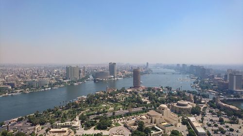 Aerial view of city at waterfront