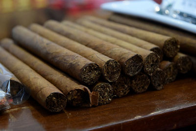 Close-up of cigars