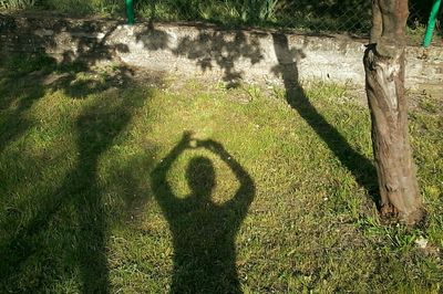 Shadow of man on field