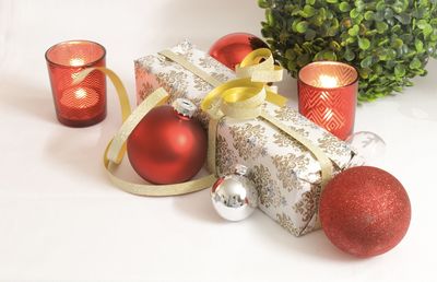 Christmas decorations on table