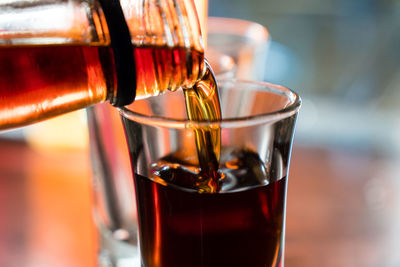 Close-up of beer in glass