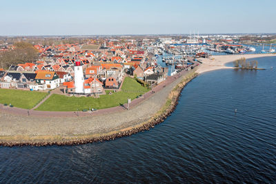 High angle view of sea against sky