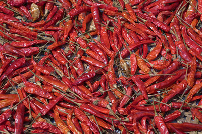 Full frame shot of red chili peppers for sale