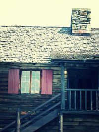 Closed door of building