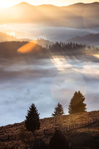 Scenic view of landscape against sky during sunset