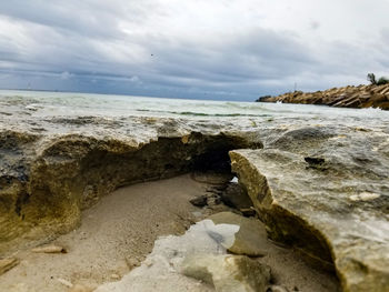 Scenic view of beach against sky