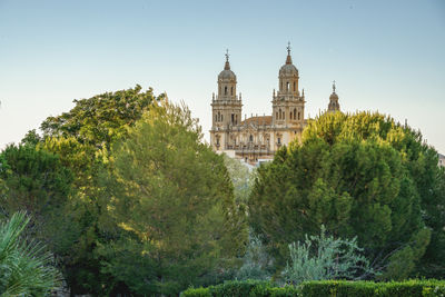 Low angle view of historic building against clear sky