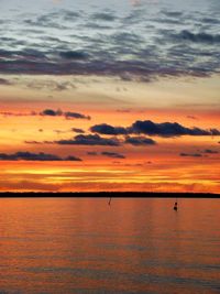 Scenic view of sea at sunset