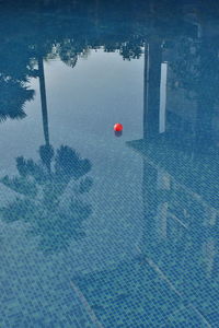 Red balloons on floor