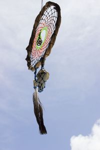 Low angle view of a bird flying against sky