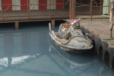 Boat moored in canal