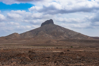 Scenic view of rocky mountains against sky