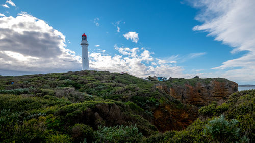 Low angle view of lighthouse against sky