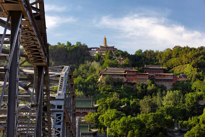 Panoramic view of temple and building against sky