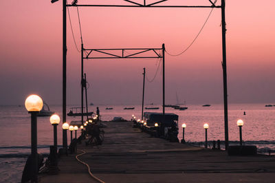 Illuminated street lights at night