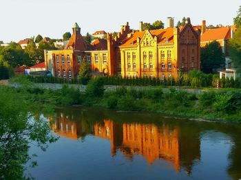 Reflection of buildings in water