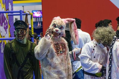 Portrait of people with dog