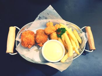 High angle view of meal served in plate