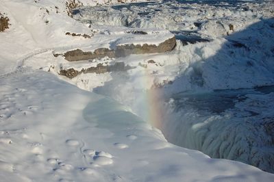 Aerial view of snowcapped landscape