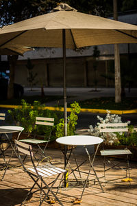 Chairs and tables at restaurant