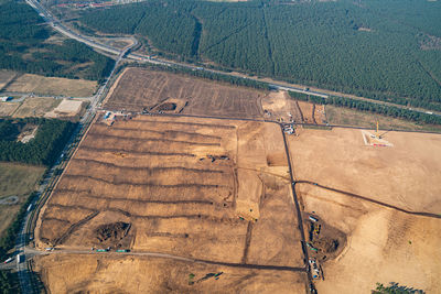 High angle view of agricultural field