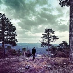 Scenic view of landscape against cloudy sky