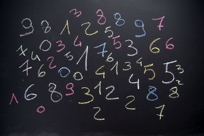 Close-up of numbers on blackboard