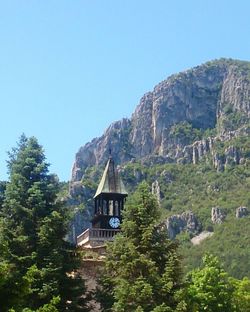 Scenic view of mountains against clear sky