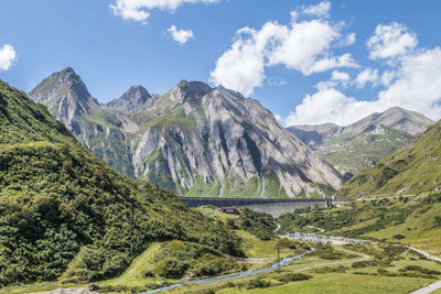 Scenic view of mountains against sky