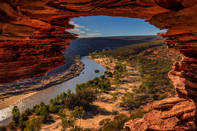Scenic view of rock formations against sky
