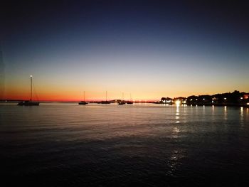 Scenic view of sea at night