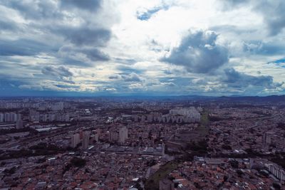 High angle view of townscape against sky