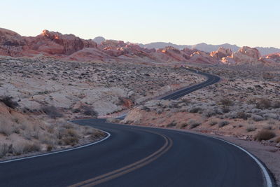 High angle view of road against clear sky