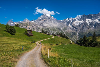 View from northface trail at schiltalp and gimmeln area, mürren, switzerland