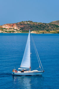 Yacht boat in aegean sea near milos island , greece