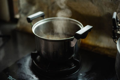 Close-up tea preparing in kitchen