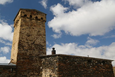 Low angle view of old building against sky