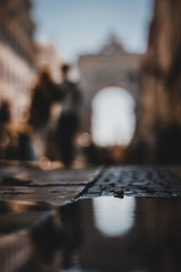 Blurred motion of cathedral in city