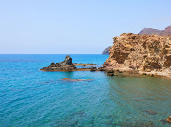 Scenic view of sea against clear sky