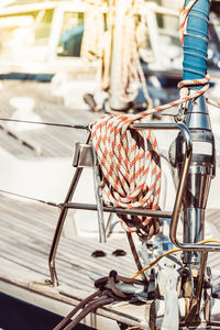 Close-up of rope on boat