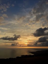 Scenic view of sea at sunset