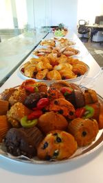 High angle view of food in plate on table