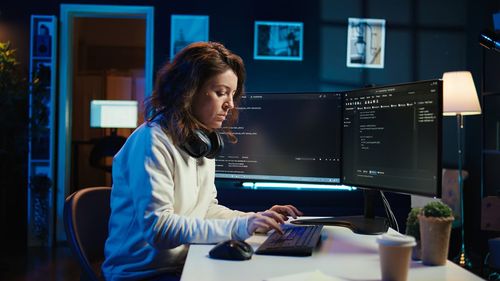 Portrait of young woman working at clinic