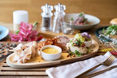 Close-up of food in plate on table