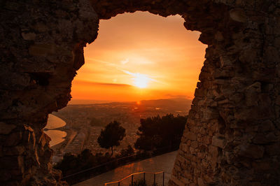 Scenic view of sea at sunset