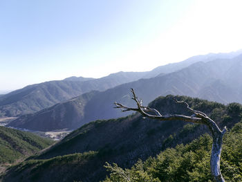 Scenic view of mountains against clear sky